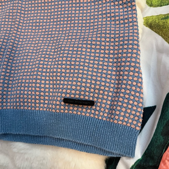 Numph Anthropologie Womens S/M Sweater Blue Pink Dotted Short Sleeve Cotton Wool - Picture 7 of 8